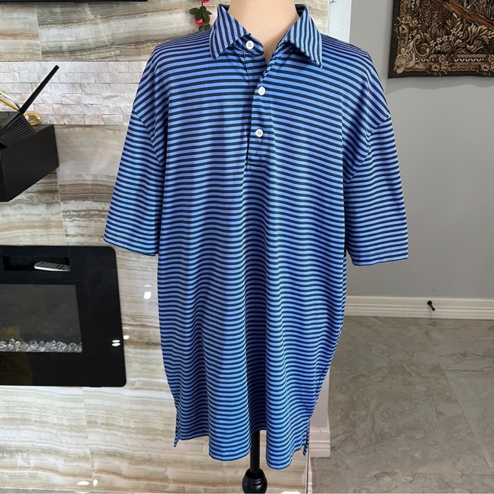 Dunning Men’s Blue and Black Stripped Golf Polo.‎ Size XL(798B)